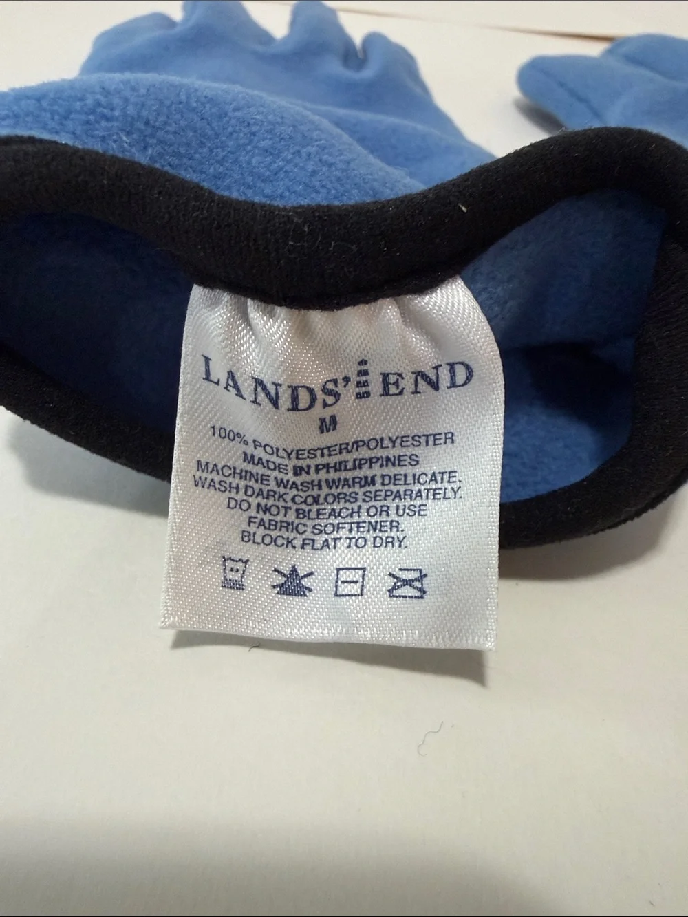 Lands' End Blue Fleece Gloves with Black Trim